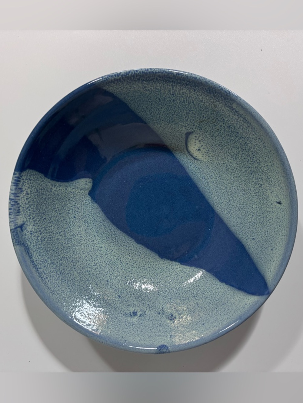 Handcrafted Studio Piece Blue Salt Glaze Pottery Bowl - Two-Tone Glaze